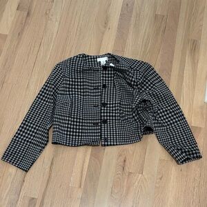 H&M Black and Gray Plaid Blazer